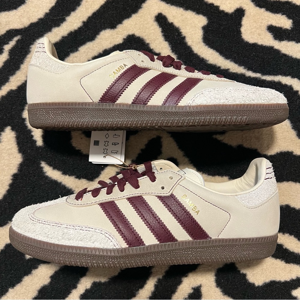 NWT Adidas Samba OG W Cloud White Maroon Size Women's 9 - Picture 12 of 16
